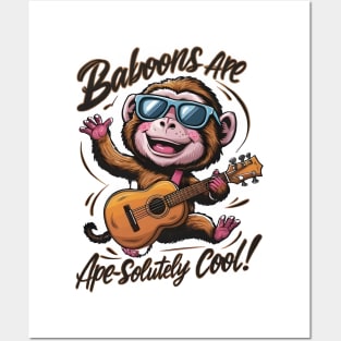 Funky Jamming: Baboon Guitarist Posters and Art